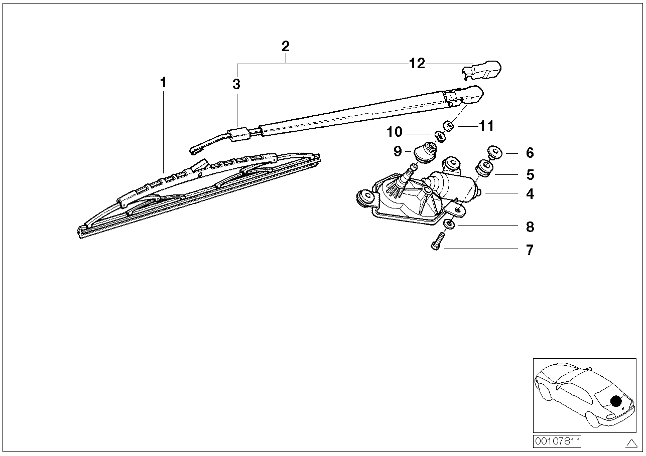 SINGLE PARTS FOR REAR WINDOW WIPER