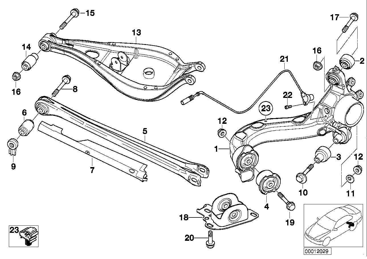 REAR AXLE SUPPORT/WHEEL SUSPENSION