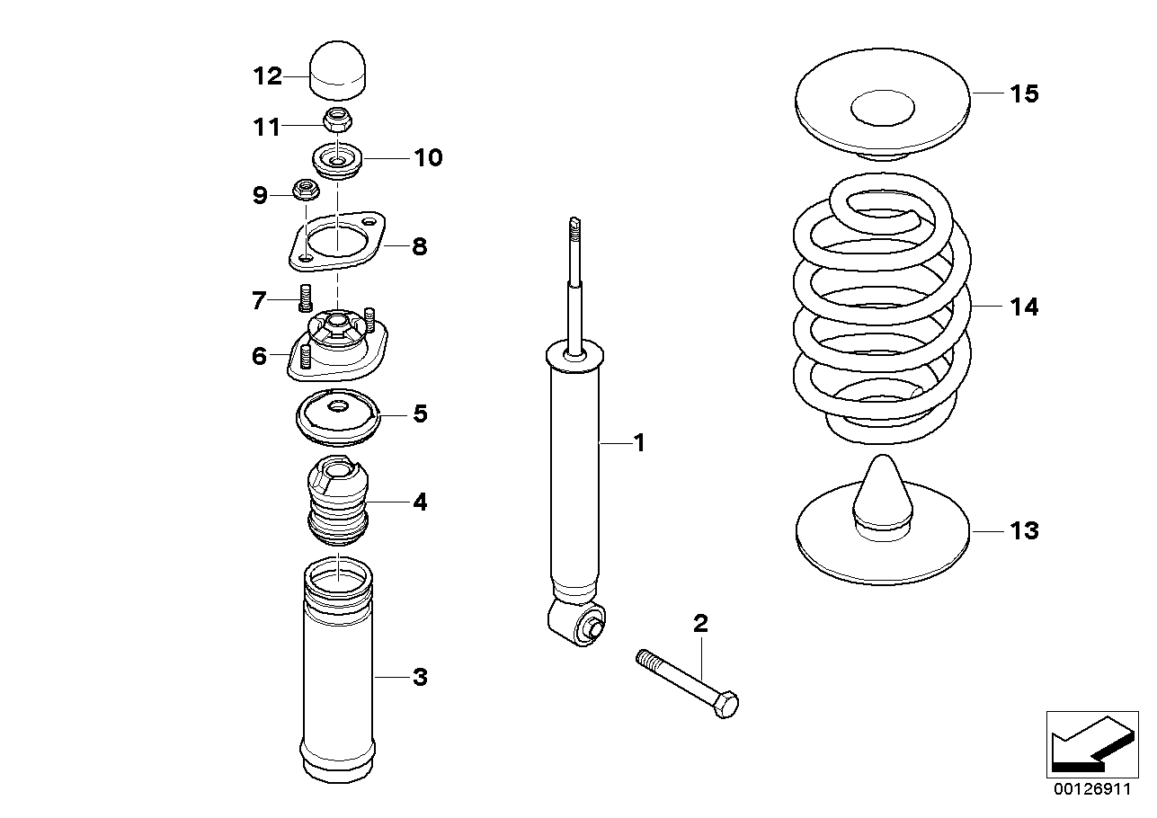 REAR SPRING STRUT COIL SPRING AND PARTS