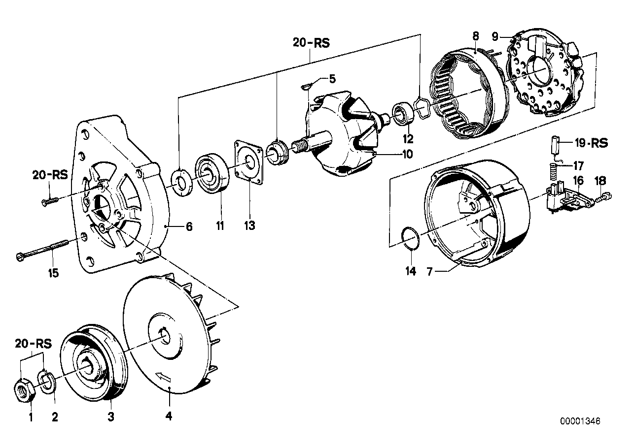 ALTERNATOR, INDIVIDUAL PARTS