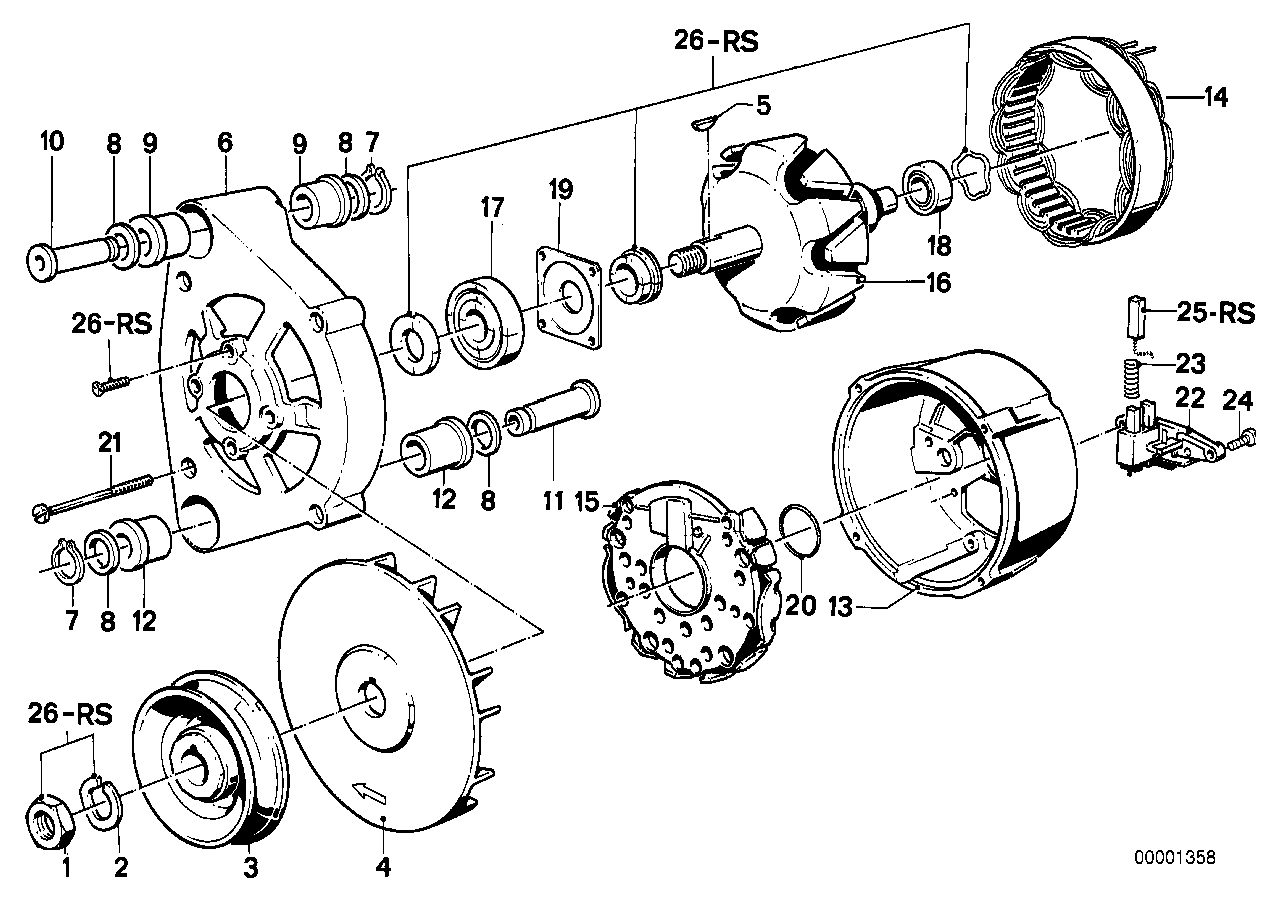 ALTERNATOR, INDIVIDUAL PARTS