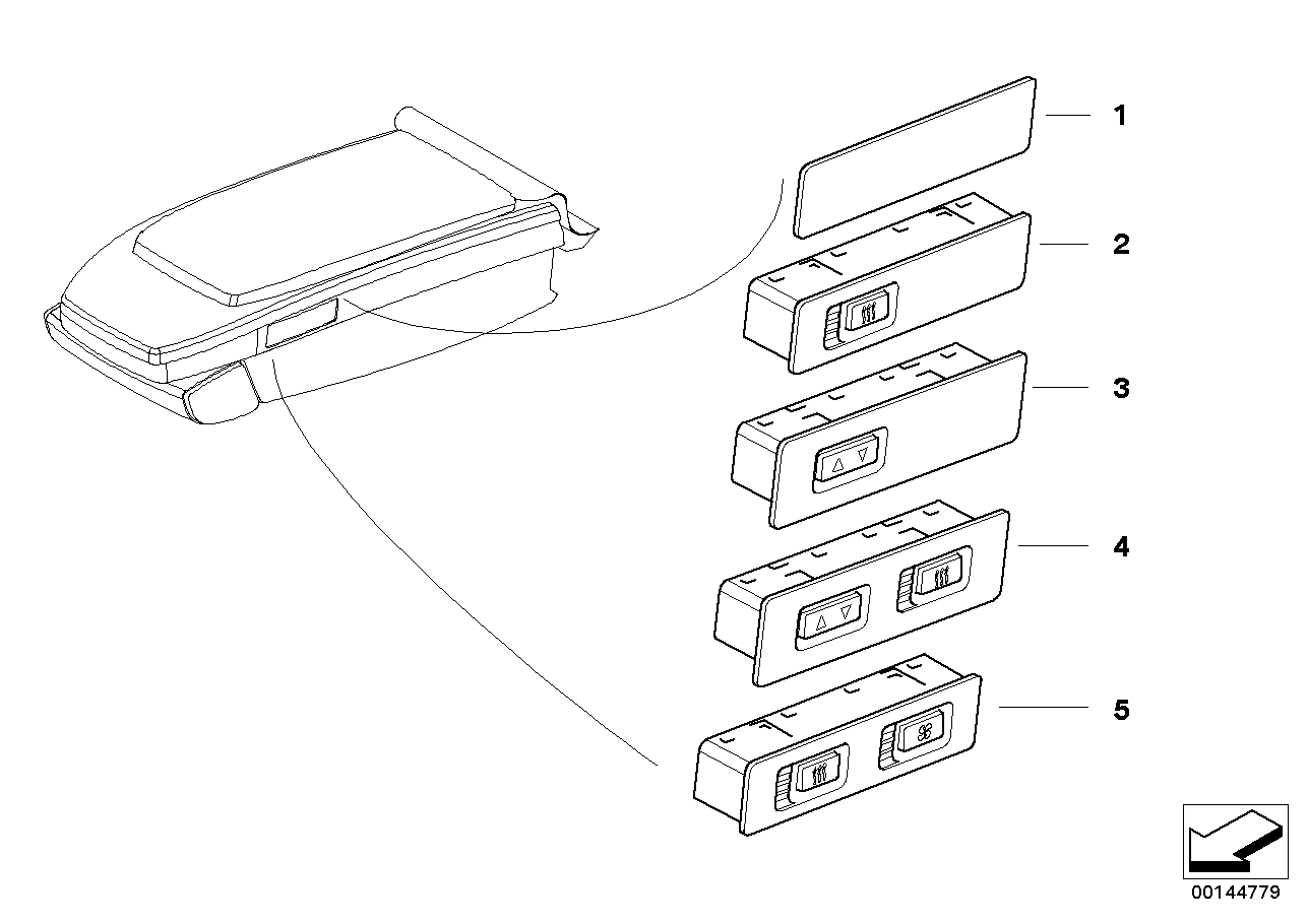 SWITCH, ADDITIONAL SEAT FUNCTIONS, REAR