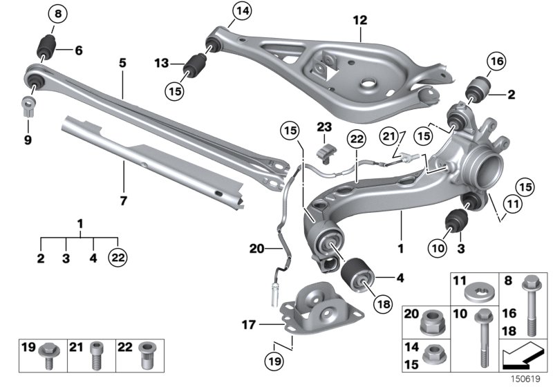 REAR AXLE SUPPORT/WHEEL SUSPENSION