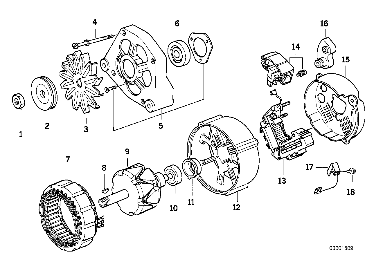 ALTERNATOR, INDIVIDUAL PARTS 105A