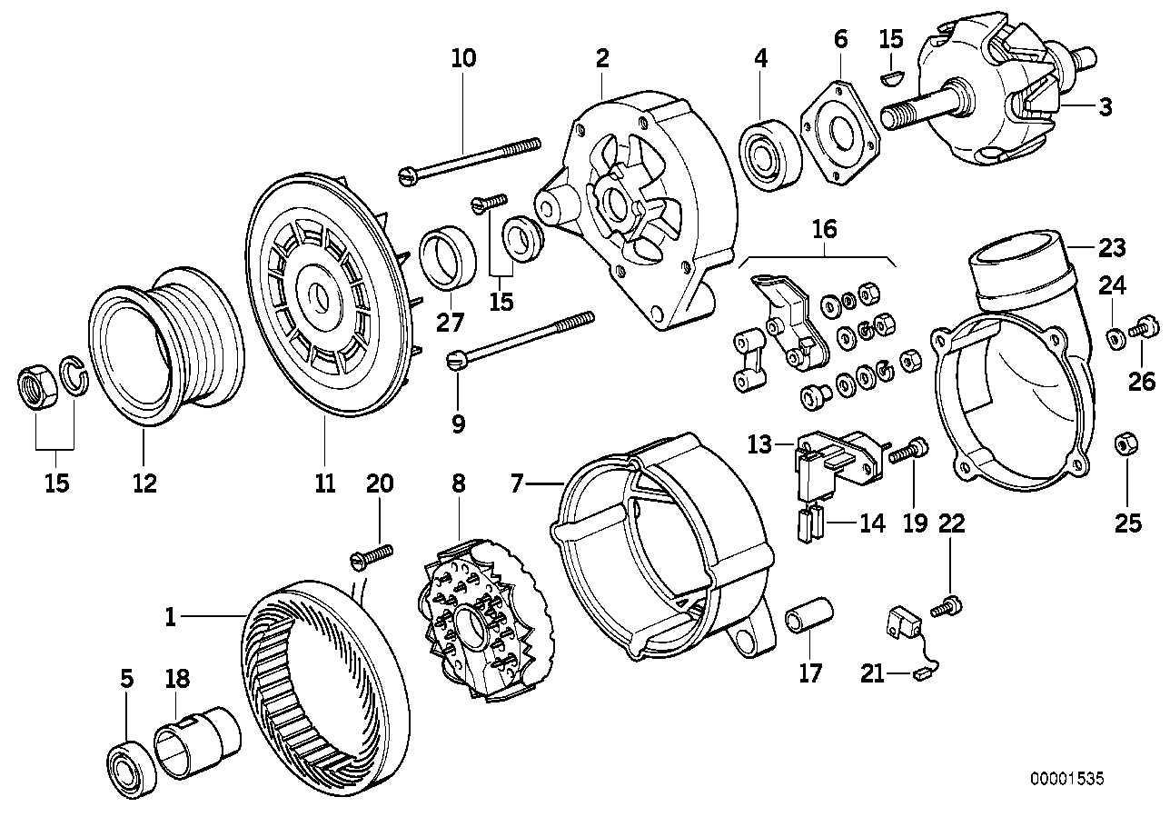 ALTERNATOR, INDIVIDUAL PARTS 105A