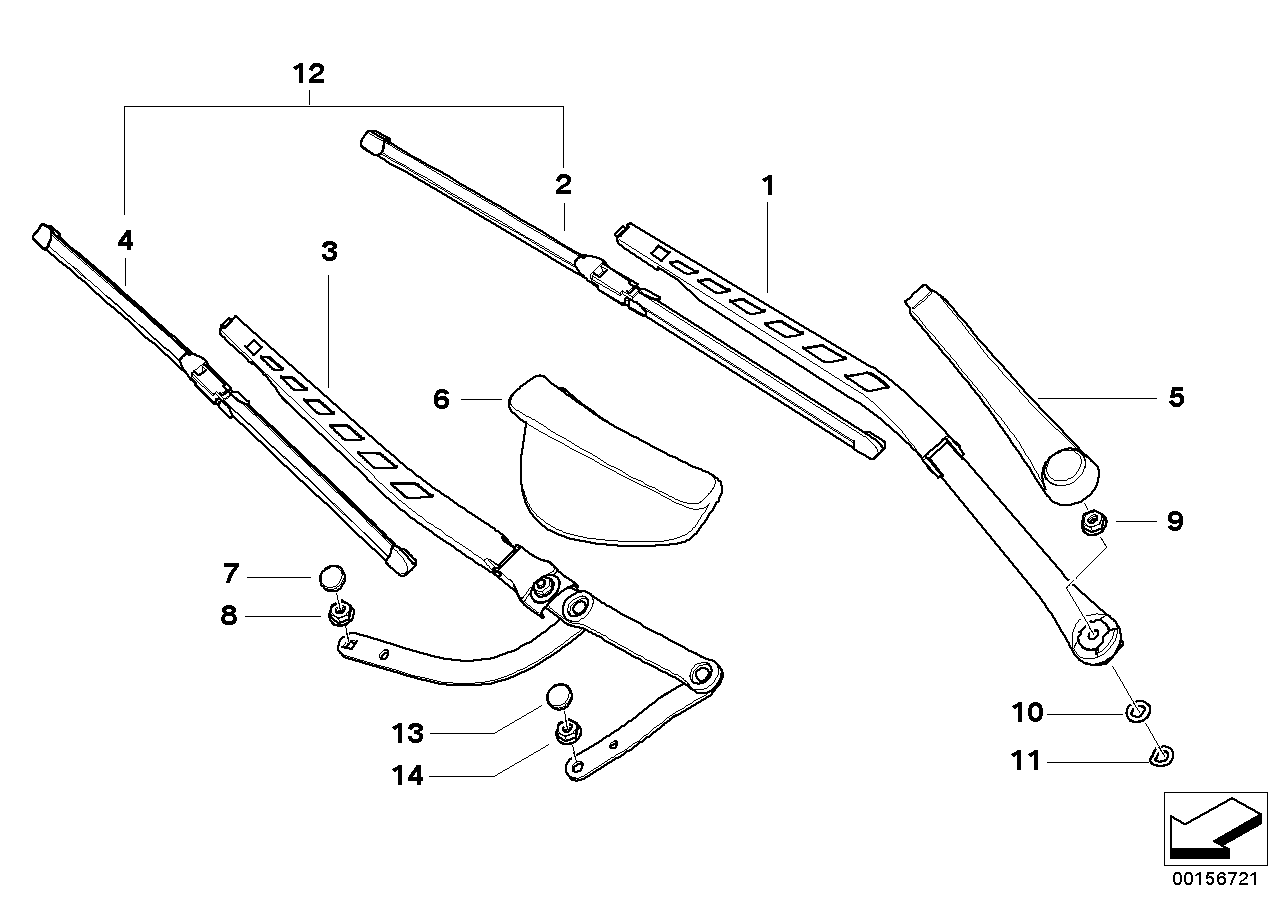 SINGLE COMPONENTS FOR WIPER ARM