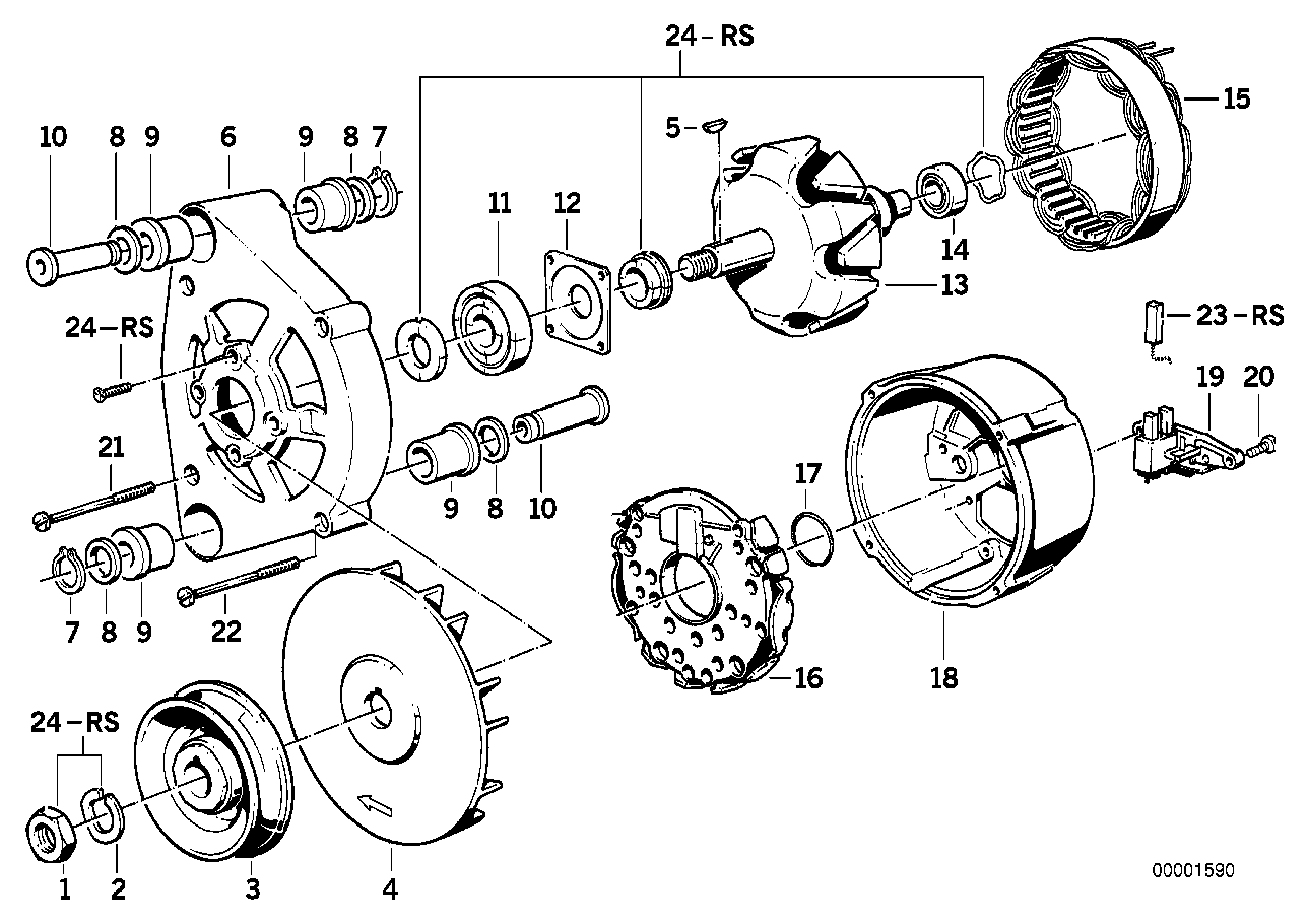 ALTERNATOR, INDIVIDUAL PARTS 80A