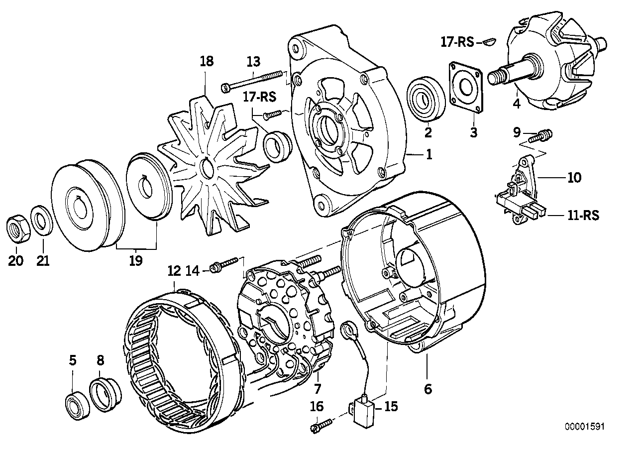 ALTERNATOR, INDIVIDUAL PARTS 80A