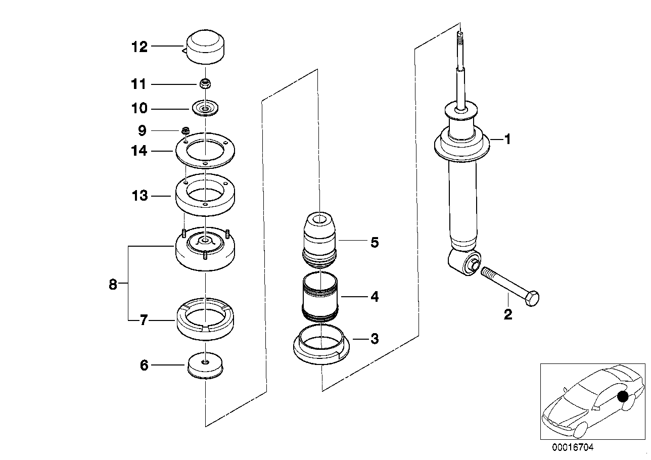 SINGLE COMPONENTS FOR REAR SPRING STRUT