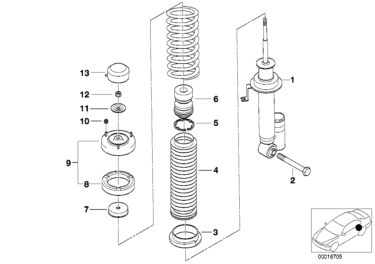 REAR SPRING STRUT, LEVELLING DEVICE