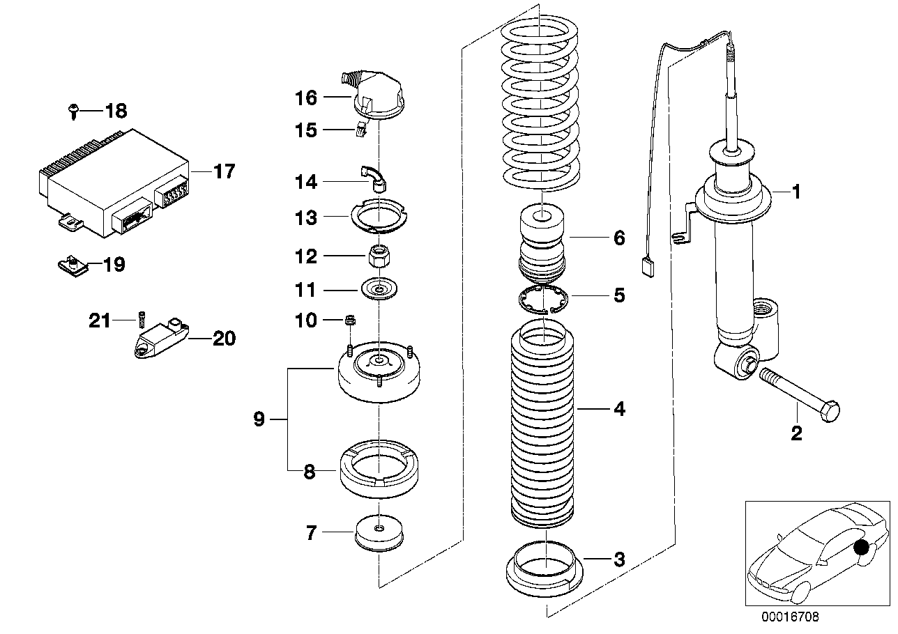 REAR SPRING STRUT ASSY EDC/LEVELL.DEVICE