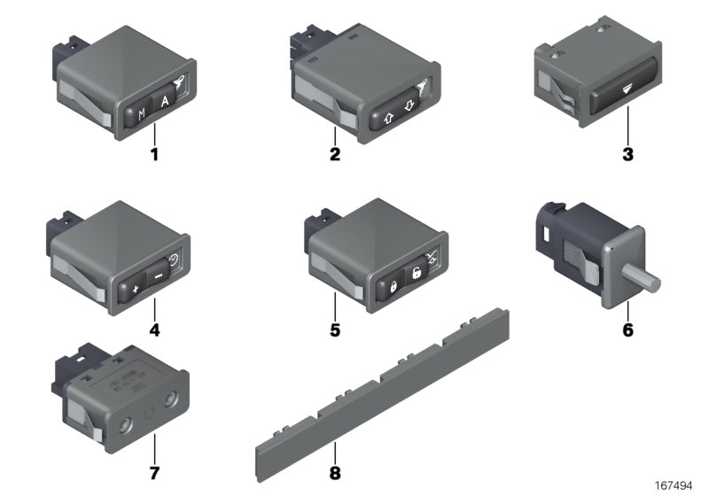 SWITCHES/SOCKETS, GLOVE COMPARTMENT