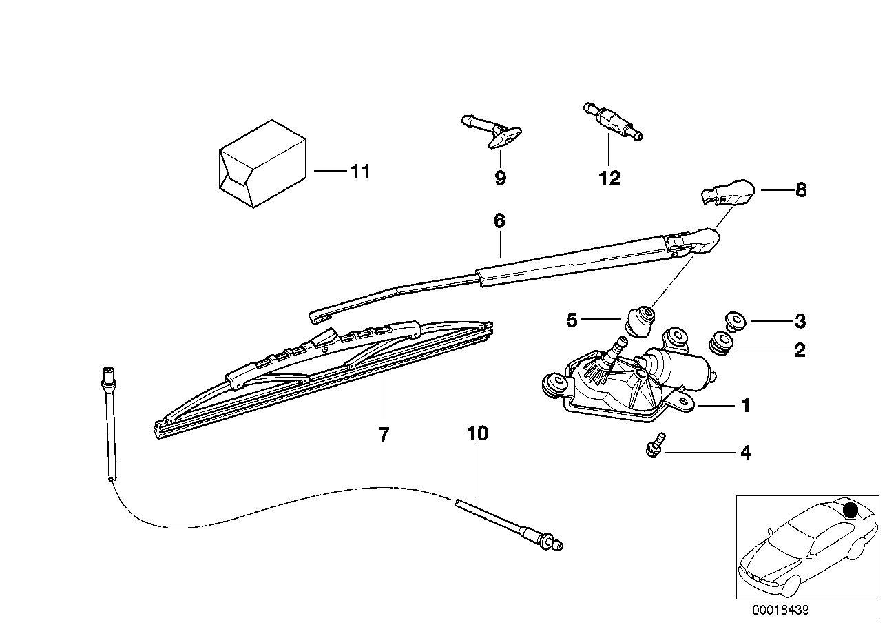 SINGLE PARTS FOR REAR WINDOW WIPER