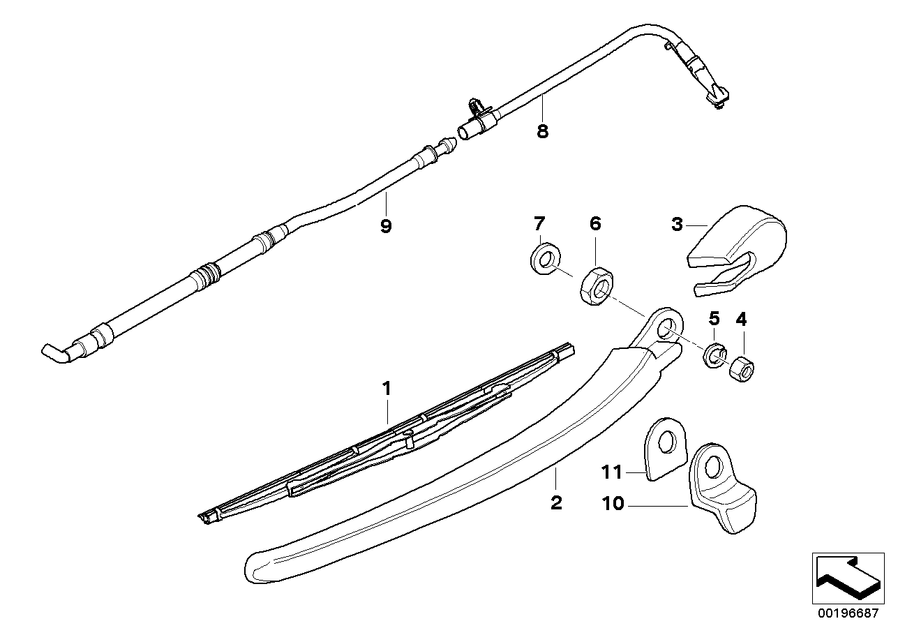 SINGLE PARTS FOR REAR WINDOW WIPER