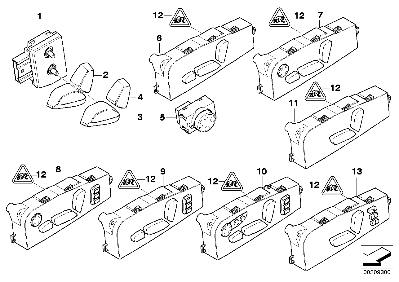 SEAT ADJUSTMENT SWITCH, FRONT