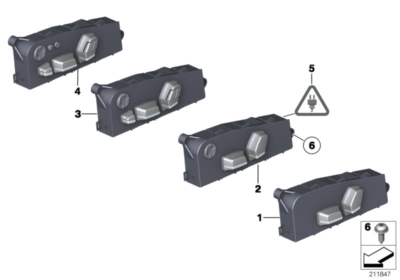 SEAT ADJUSTMENT SWITCH, FRONT