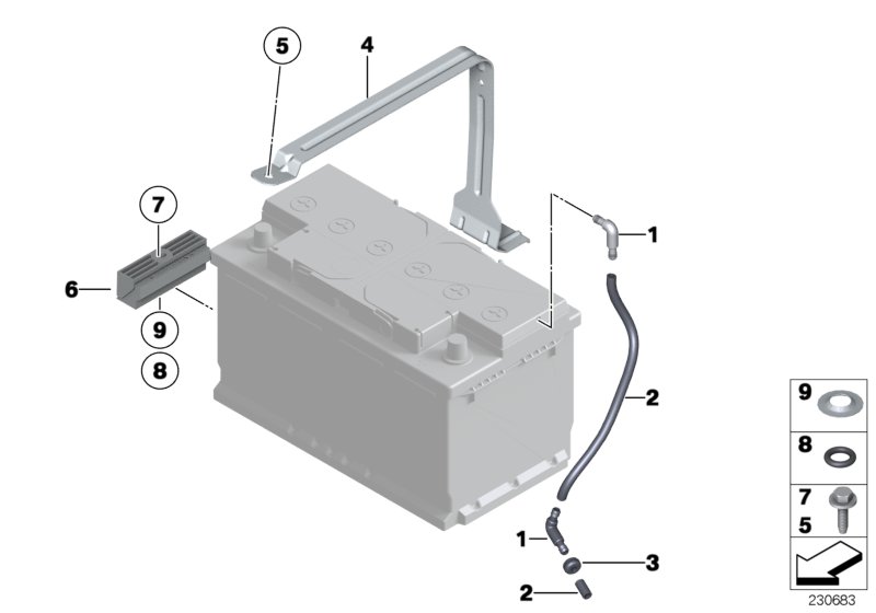 BATTERY HOLDER AND MOUNTING PARTS