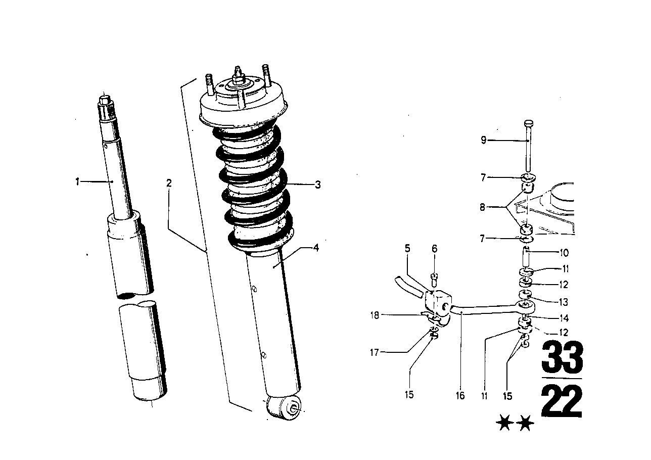 REAR SPRING STRUT, LEVELLING DEVICE