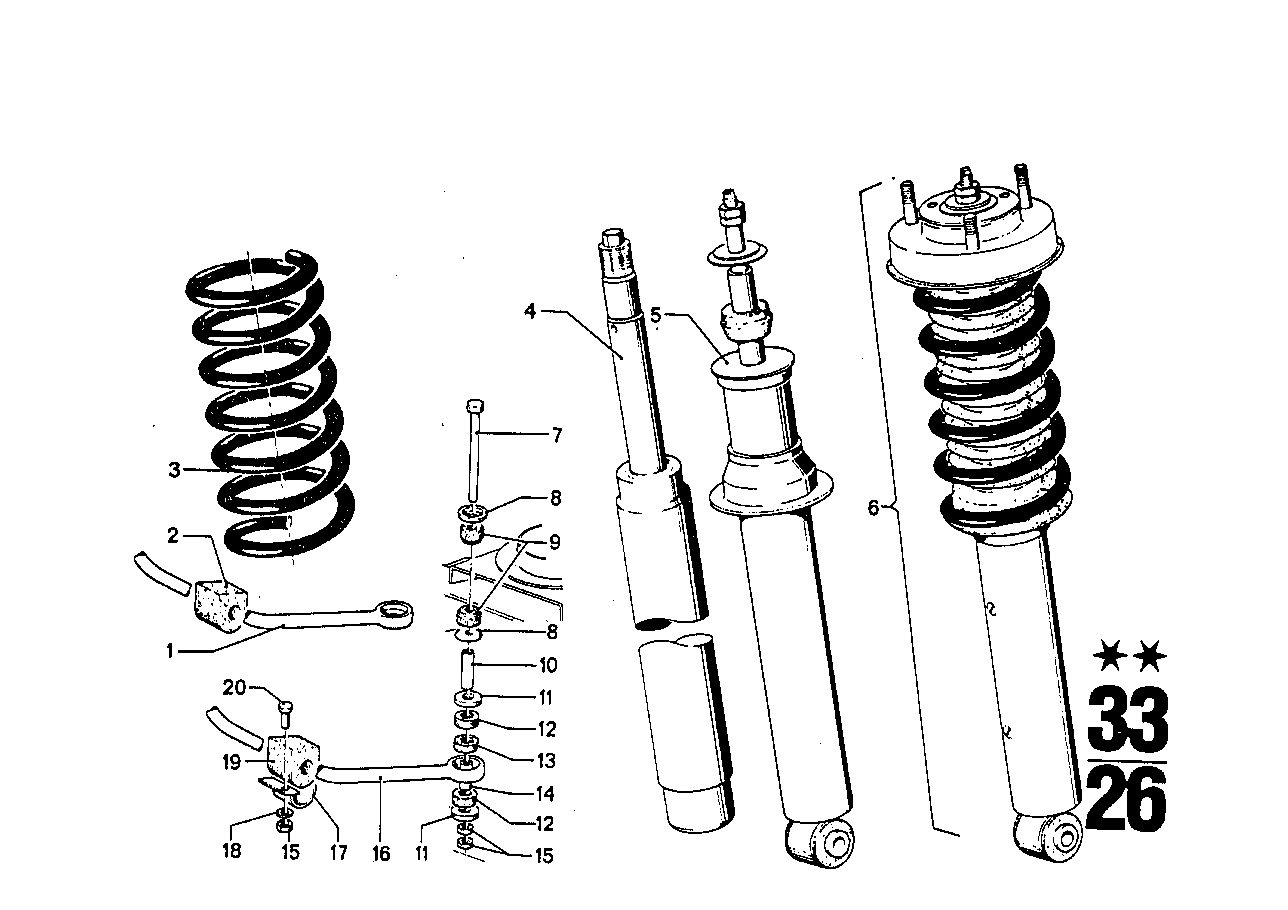 REAR SPRING STRUT COIL SPRING AND PARTS