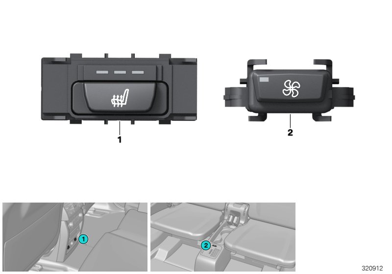 SWITCH FOR SEAT HEATING / BLOWER, REAR