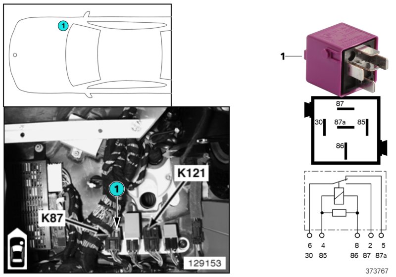 RELAY, STEER. COLUMN ADJUST, BACK, K87