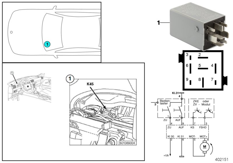 RELAY, FOLDING SUNROOF K45