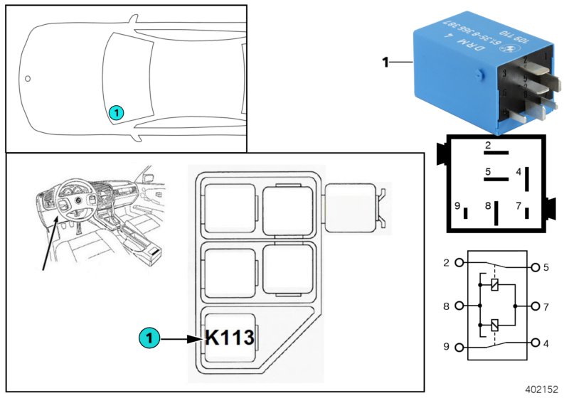 RELAY, VENT WINDOW K113