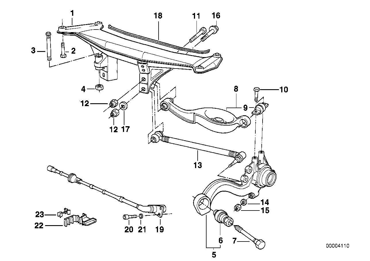 REAR AXLE SUPPORT/WHEEL SUSPENSION