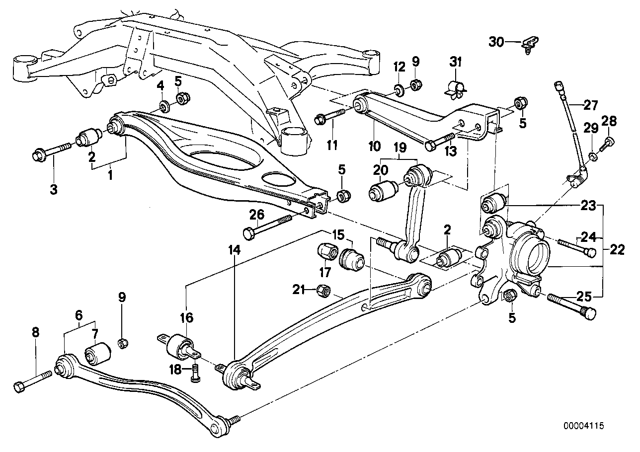 REAR AXLE SUPPORT/WHEEL SUSPENSION