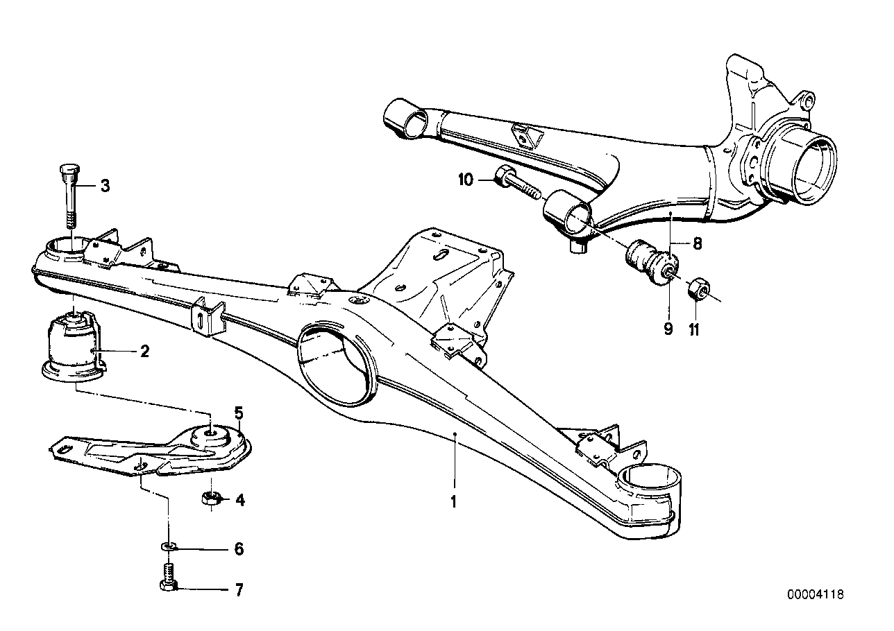 REAR AXLE SUPPORT/WHEEL SUSPENSION