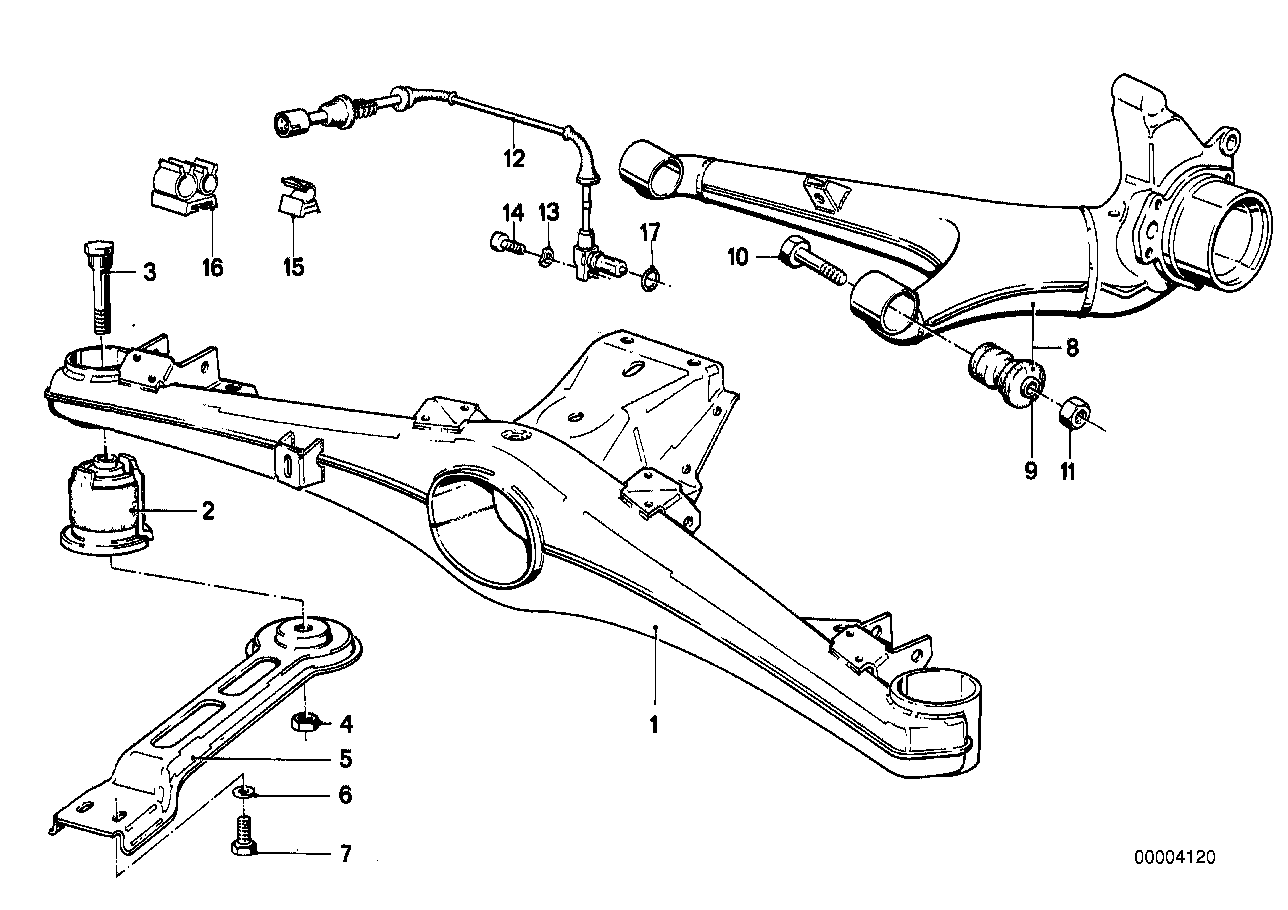 REAR AXLE SUPPORT/WHEEL SUSPENSION