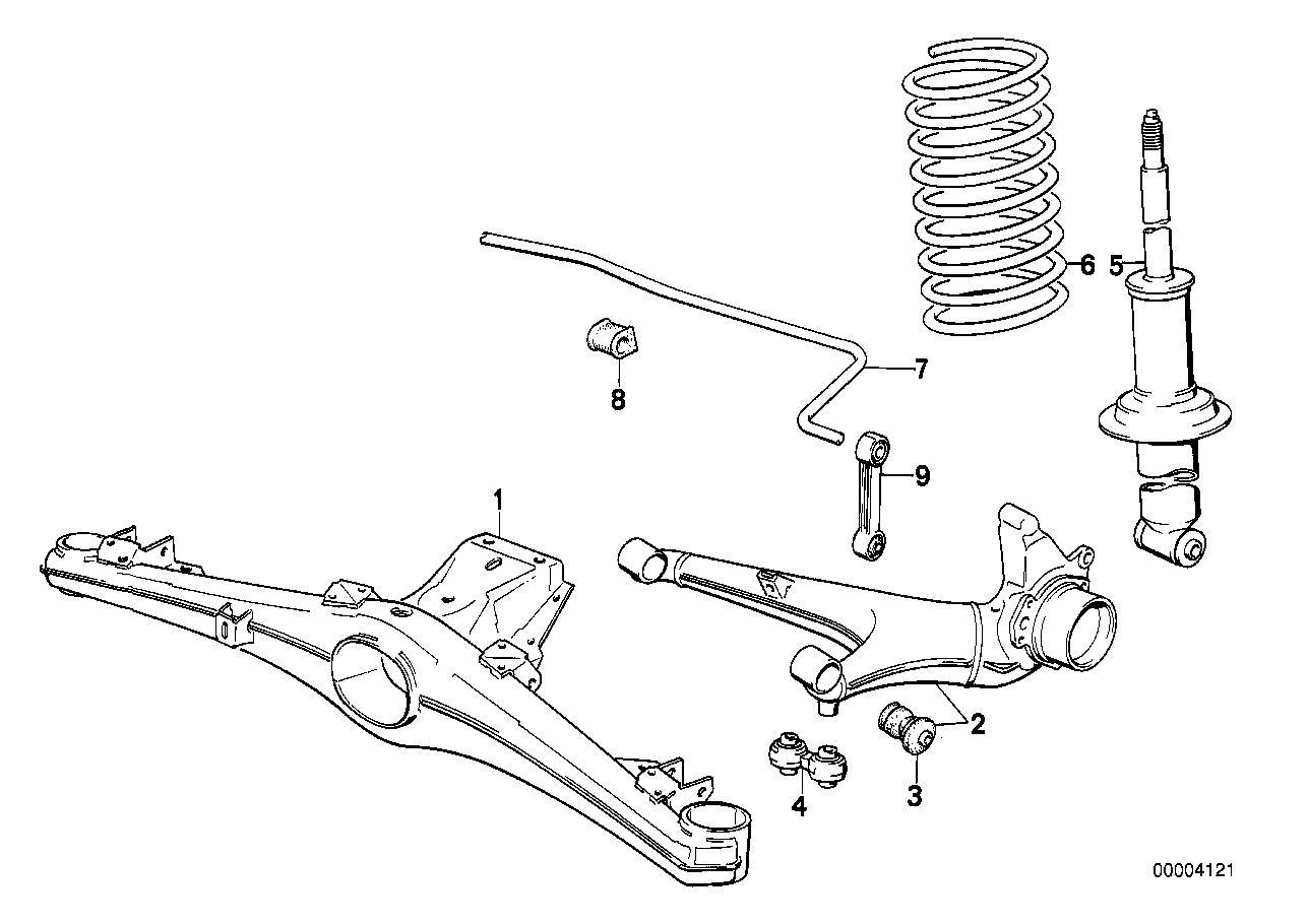 REAR AXLE SUPPORT/WHEEL SUSPENSION