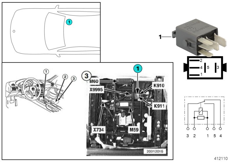 RELAY, PASS.SEAT HGT ADJ DEACTIVAT K910