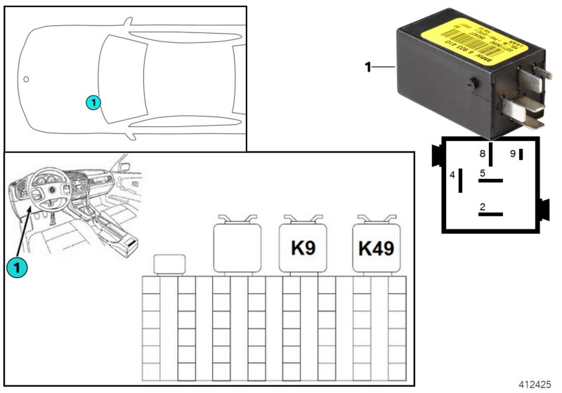 RELAY, REAR FRONT LAMP K49