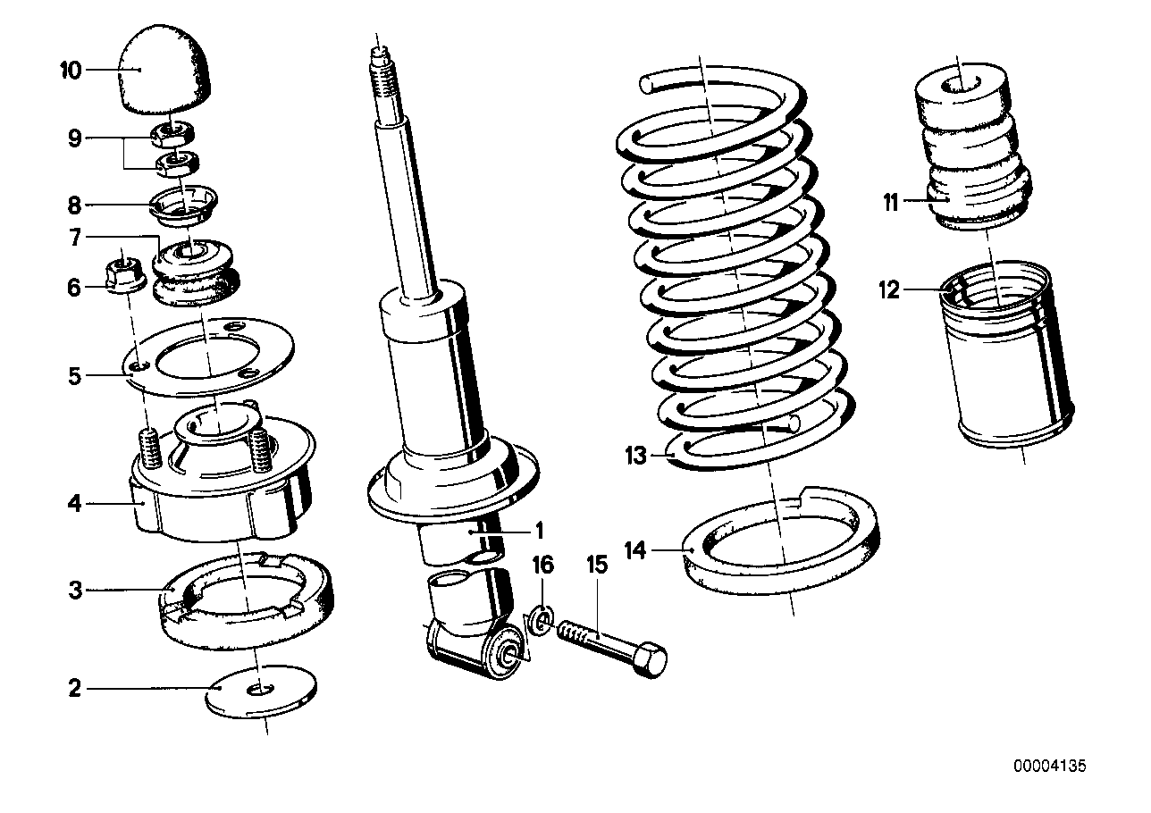 SINGLE COMPONENTS FOR REAR SPRING STRUT