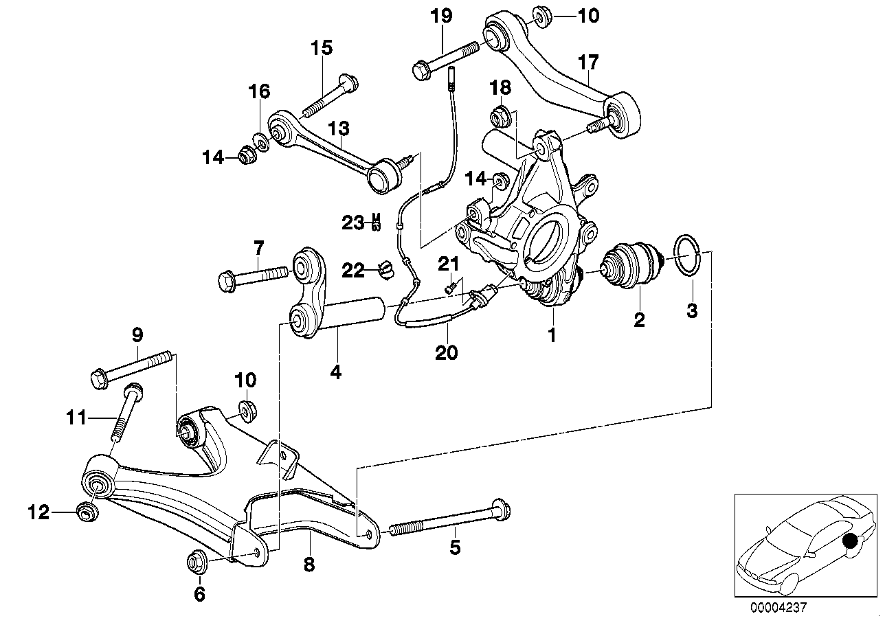 REAR AXLE SUPPORT/WHEEL SUSPENSION