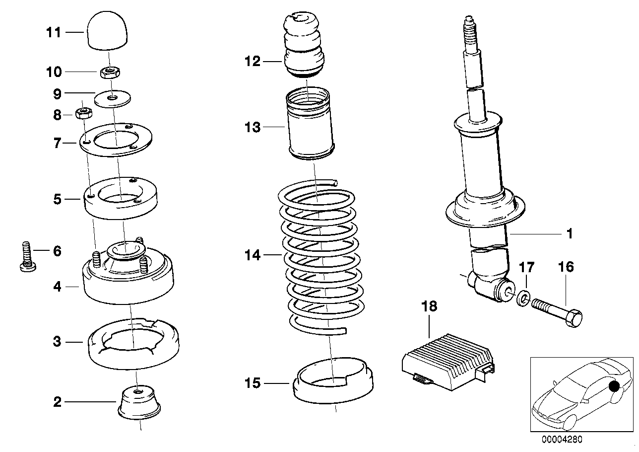 REAR SPRING STRUT ASSY EDC