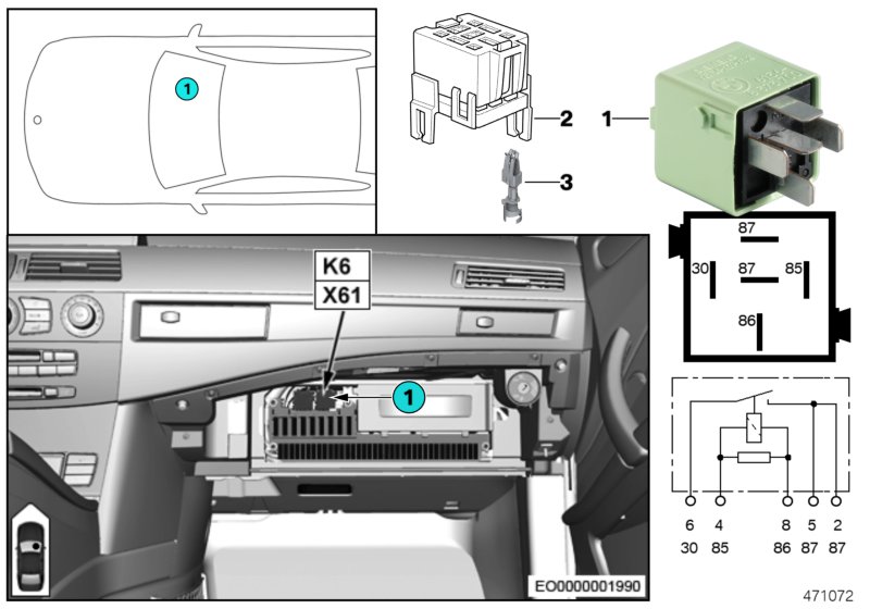 RELAY FOR HEADLIGHT CLEANING SYSTEM K6