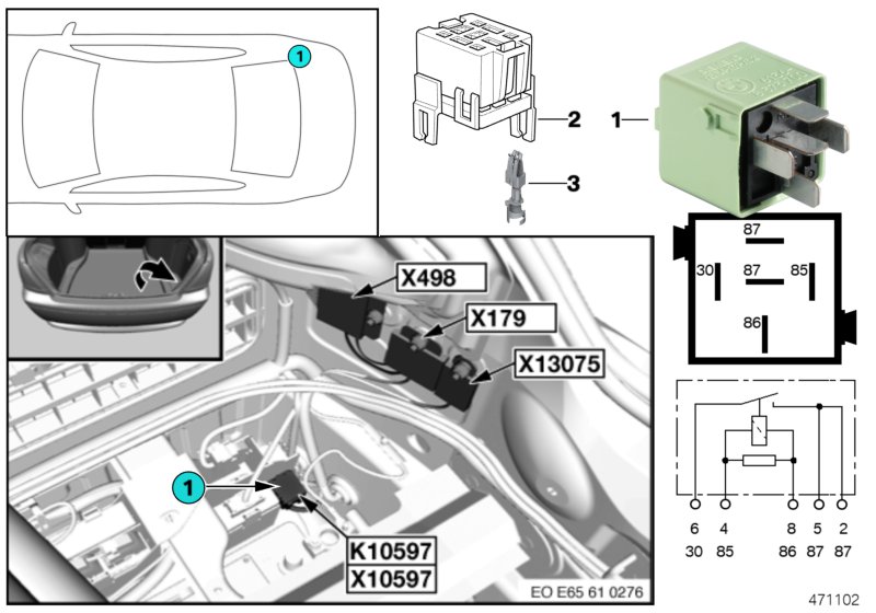 RELAY FOR TRUNK FAN K10597