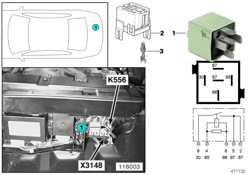 RELAY FOR HEATED WINDSHIELD 2 K556