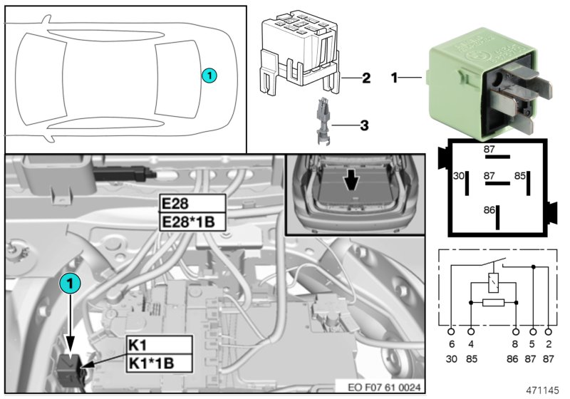 RELAY, COMPRESSOR FOR AIR SUSPENSION K1