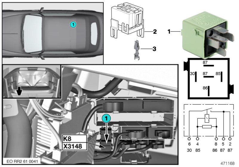 RELAY FOR WIPER REST POSITION HEATING K8