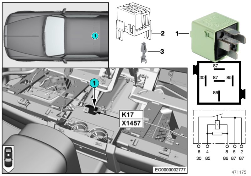 RELAY FOR SEAT HEATER, REAR, K17