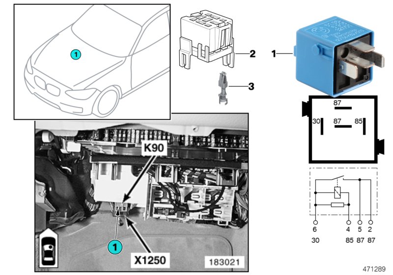 RELAY, REAR WINDOW POWER, K90