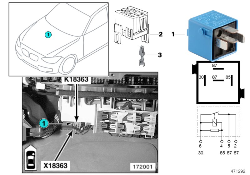 RELAY FOR CONVERTIBLE TOP 1 K18363