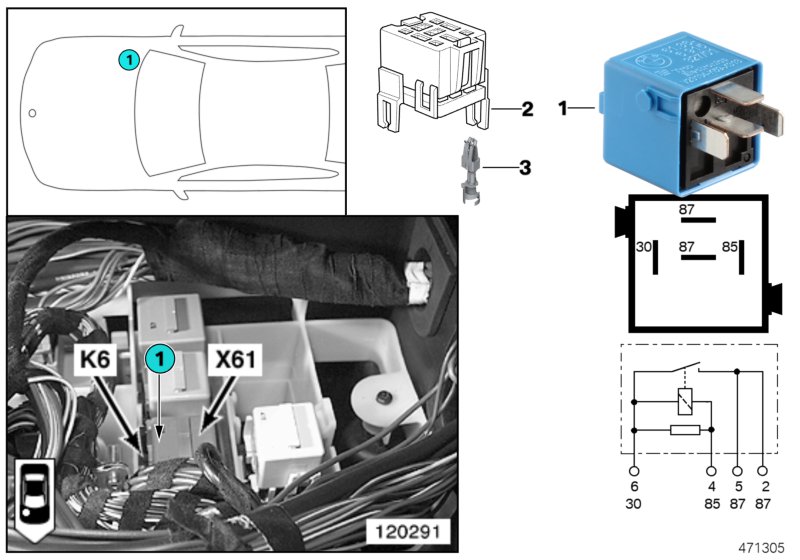 RELAY FOR HEADLIGHT CLEANING SYSTEM K6