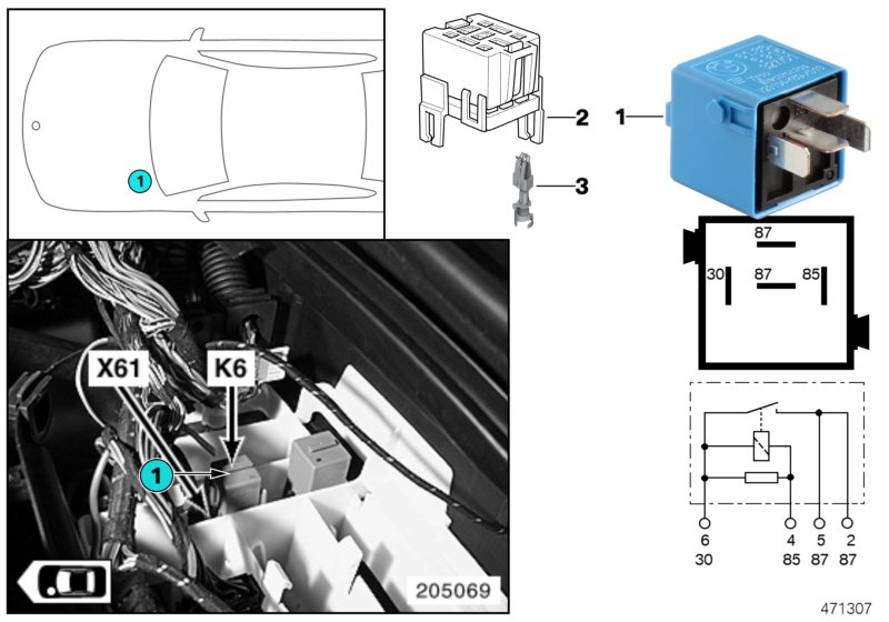 RELAY FOR HEADLIGHT CLEANING SYSTEM K6