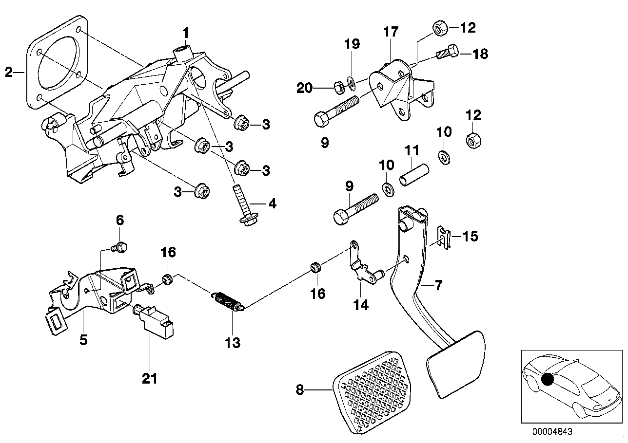 PEDALS SUPPORTING BRACKET/BRAKE PEDAL