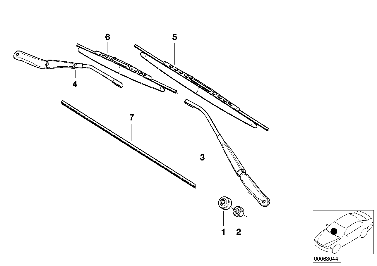 SINGLE COMPONENTS FOR WIPER ARM