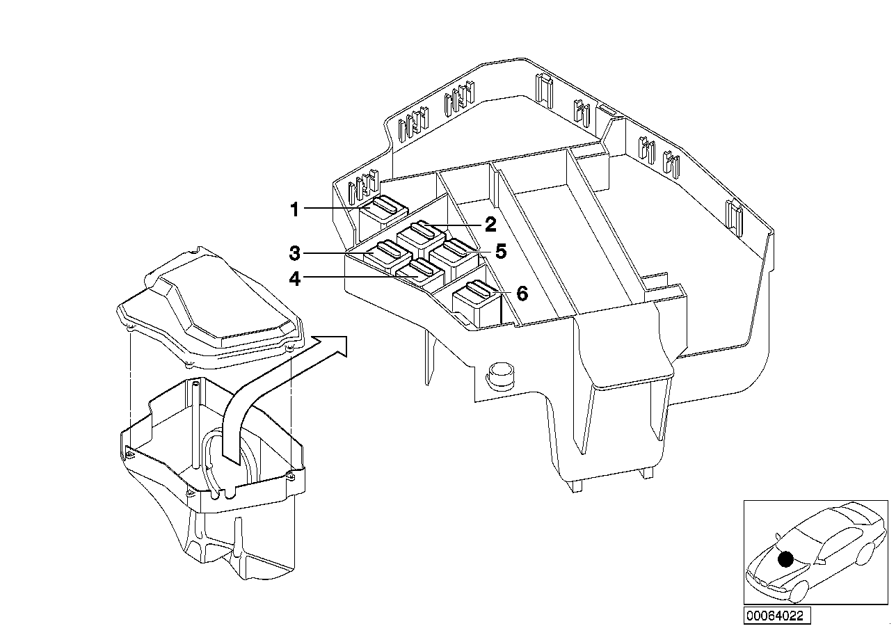 RELAY POSITIONING, ENGINE COMPARTMENT